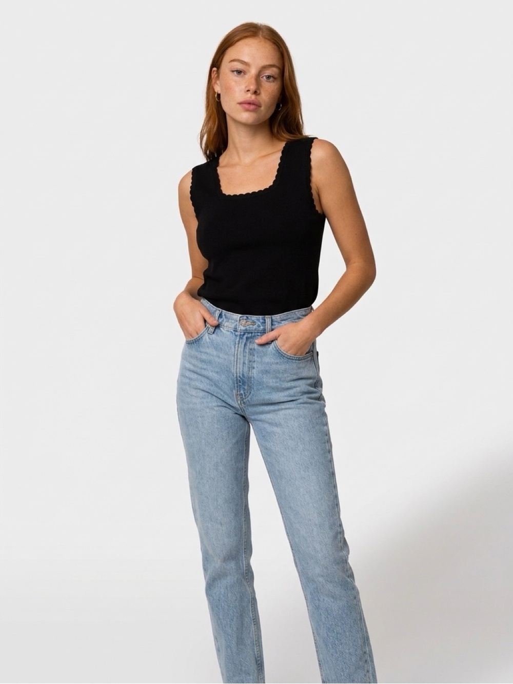 RW&CO scalloped neck tank top